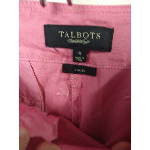 Talbots 8 Pink Stretch Dragonfly Pocket Flat Front Capri Pants - Picture 8 of 11